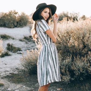 Kingdom and State Striped Linen Dress Sz M